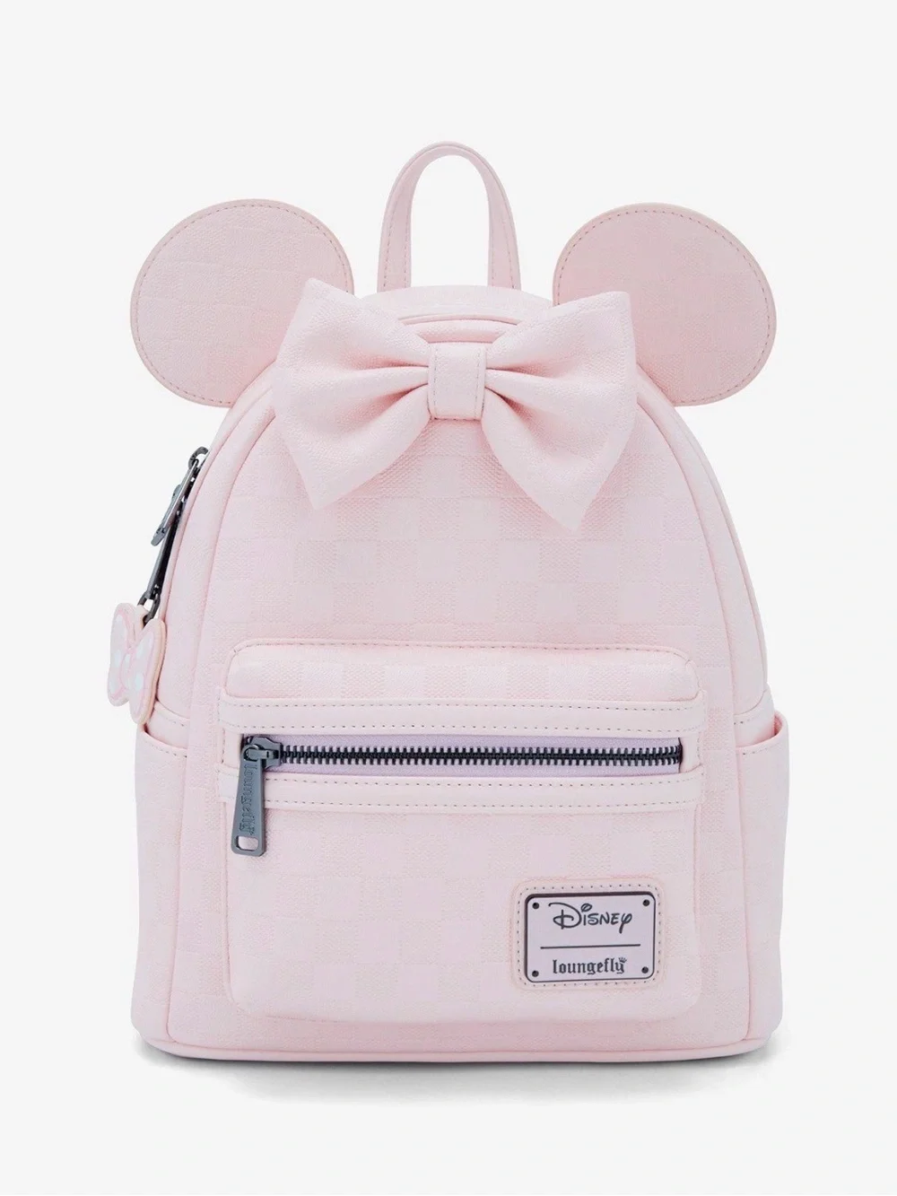 New Loungefly Disney Minnie Mouse Light Pink Checkered Figural Mini Backpack